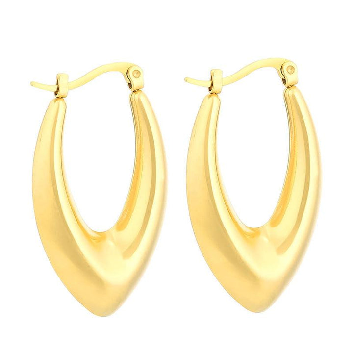 Stainless Steel Chunky Hollow U-Shape Hoop Earrings - kalen