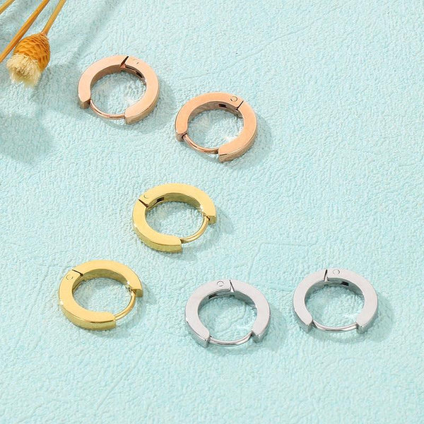 Stainless Steel Circle Hinged Hoop Earrings for Women - kalen