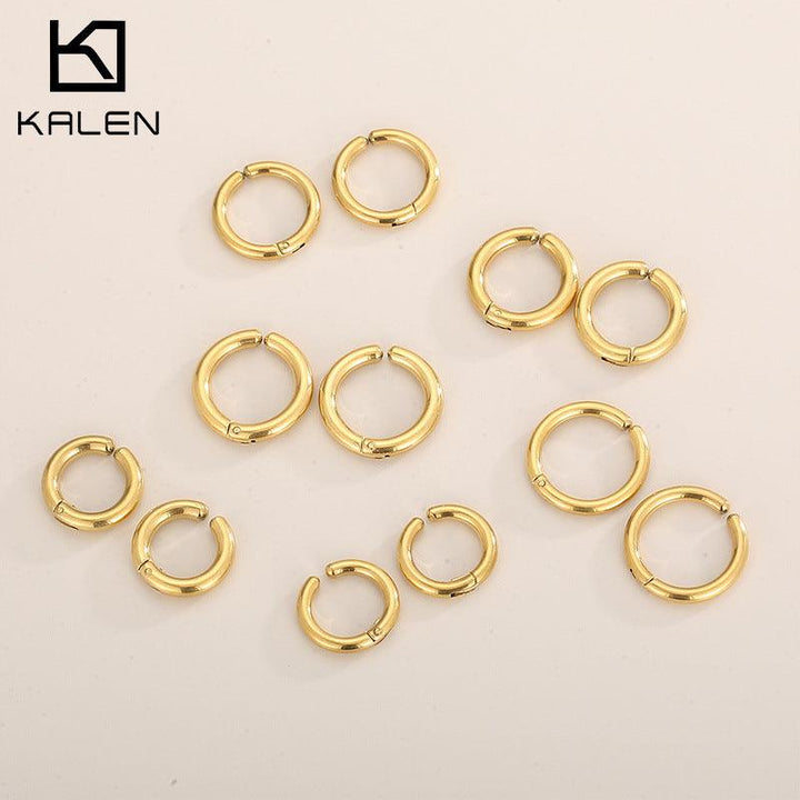 Stainless Steel Circle Hoop Earrings - kalen