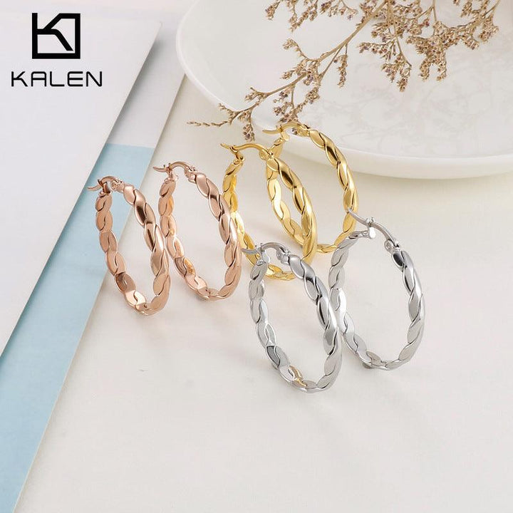 Stainless Steel Circle Hoop Earrings - kalen