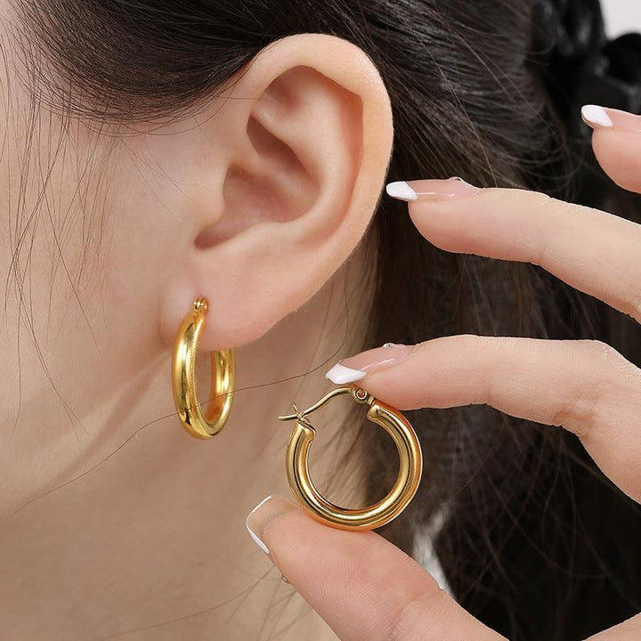 Stainless Steel Circle Hoop Earrings - kalen