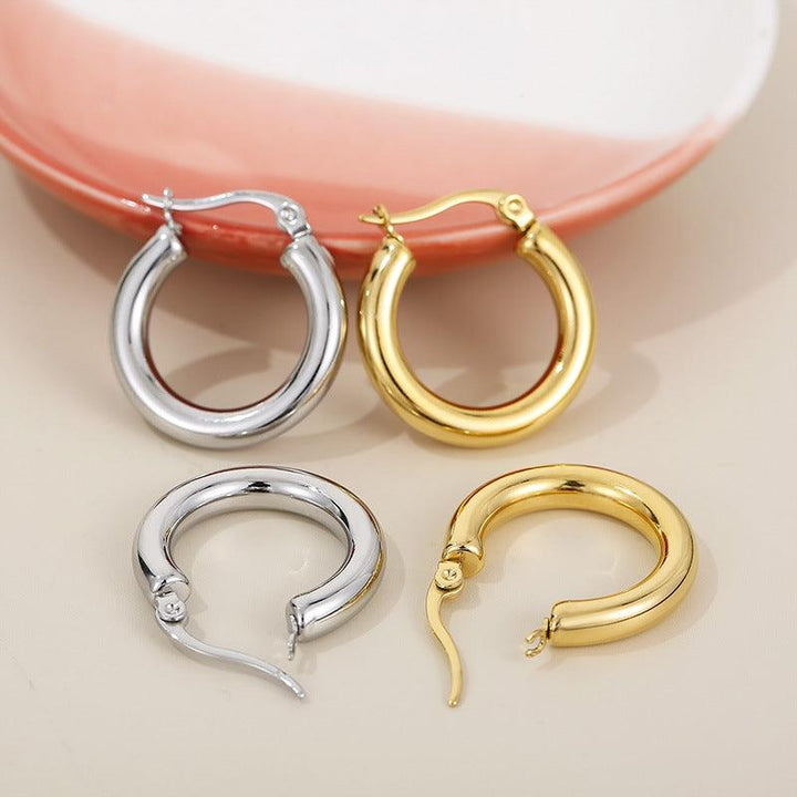 Stainless Steel Circle Hoop Earrings - kalen