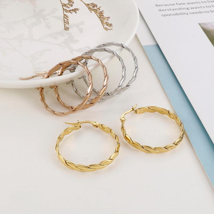 Stainless Steel Circle Hoop Earrings - kalen