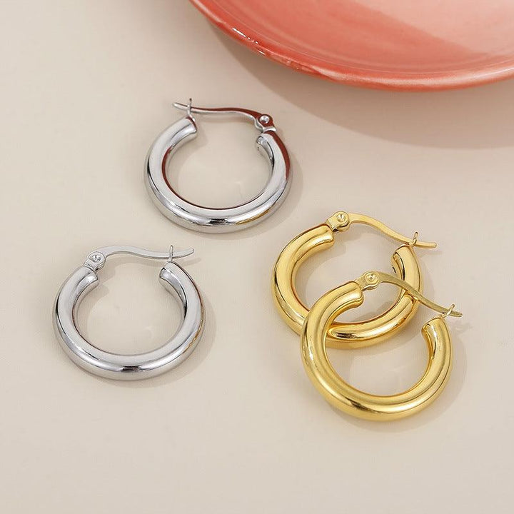 Stainless Steel Circle Hoop Earrings - kalen