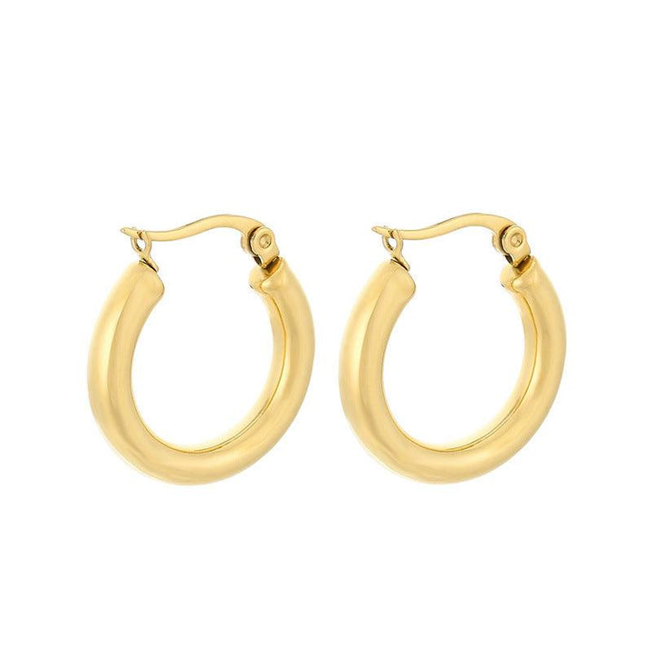 Stainless Steel Circle Hoop Earrings - kalen