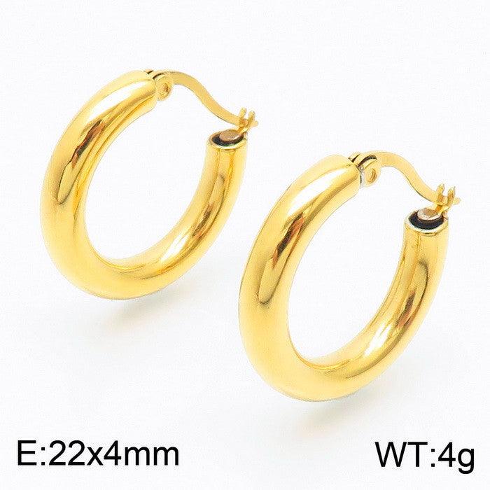 Stainless Steel Circle Hoop Earrings - kalen