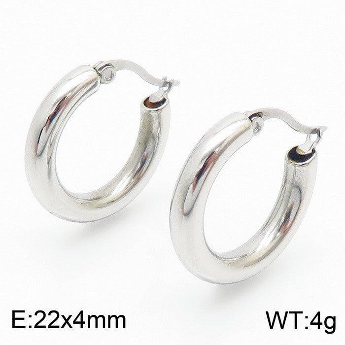 Stainless Steel Circle Hoop Earrings - kalen