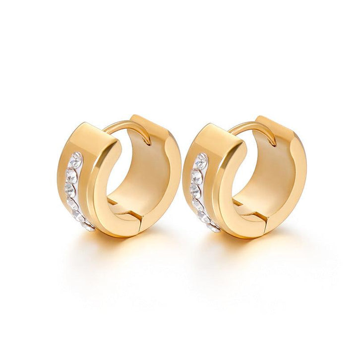 Stainless Steel Clay Zircon C-Shape Hinged Hoop Earrings - kalen