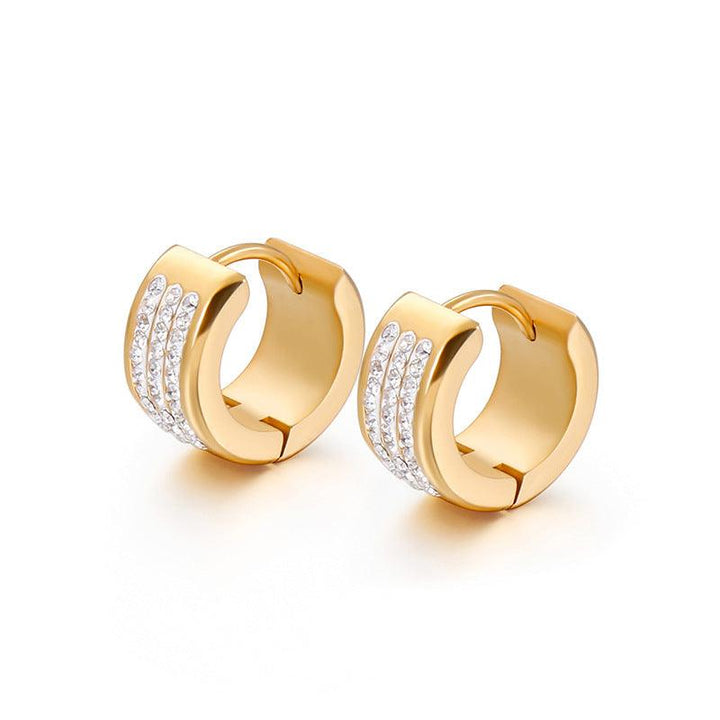 Stainless Steel Clay Zircon C-Shape Hinged Hoop Earrings - kalen