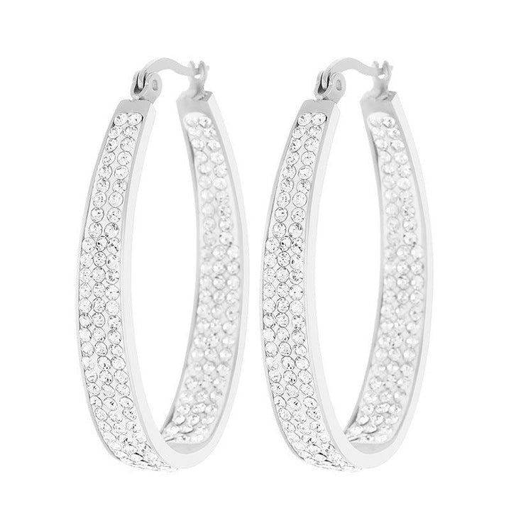 Stainless Steel Clay Zircon Hoop Earrings - kalen