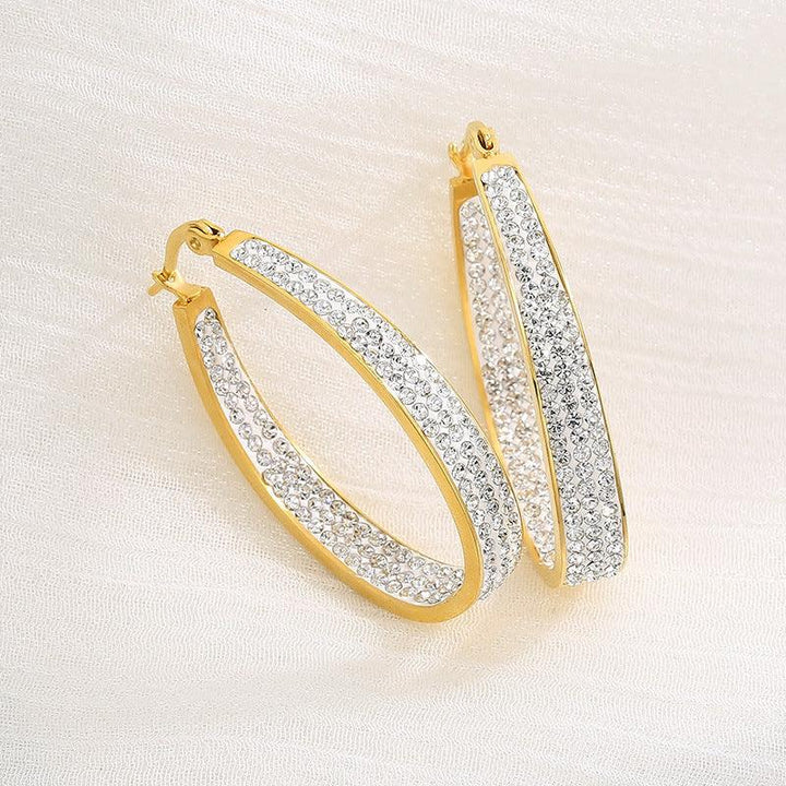 Stainless Steel Clay Zircon Hoop Earrings - kalen