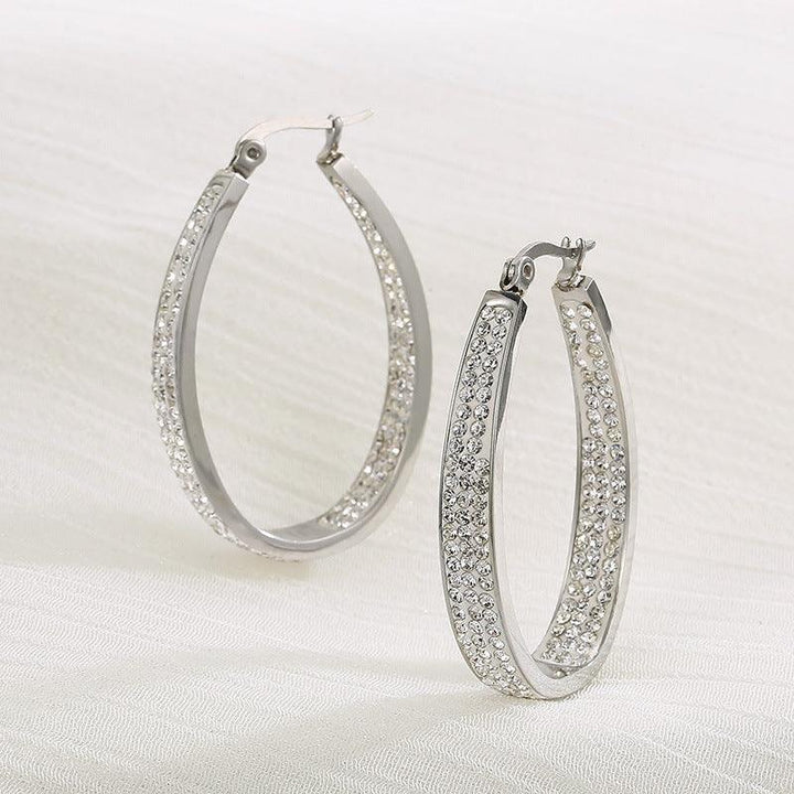 Stainless Steel Clay Zircon Hoop Earrings - kalen