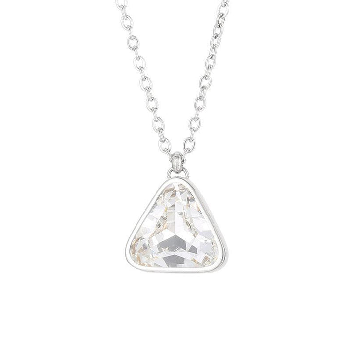 Stainless Steel Colorful Crystal Glass Geometric Triangle Drop Earrings Pendant Necklace - kalen