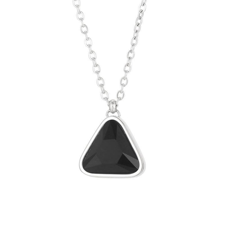 Stainless Steel Colorful Crystal Glass Geometric Triangle Drop Earrings Pendant Necklace - kalen