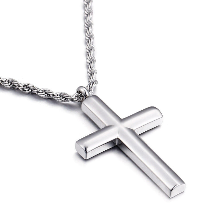 Kalen New Trendy Cross Chain For Men High Polished 60cm Stainless Steel Gold Color Cross Jewelry Necklace Male Cheap Jewelry.