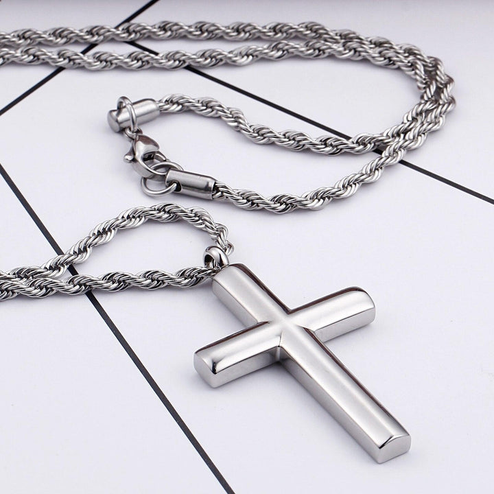 Kalen New Trendy Cross Chain For Men High Polished 60cm Stainless Steel Gold Color Cross Jewelry Necklace Male Cheap Jewelry.