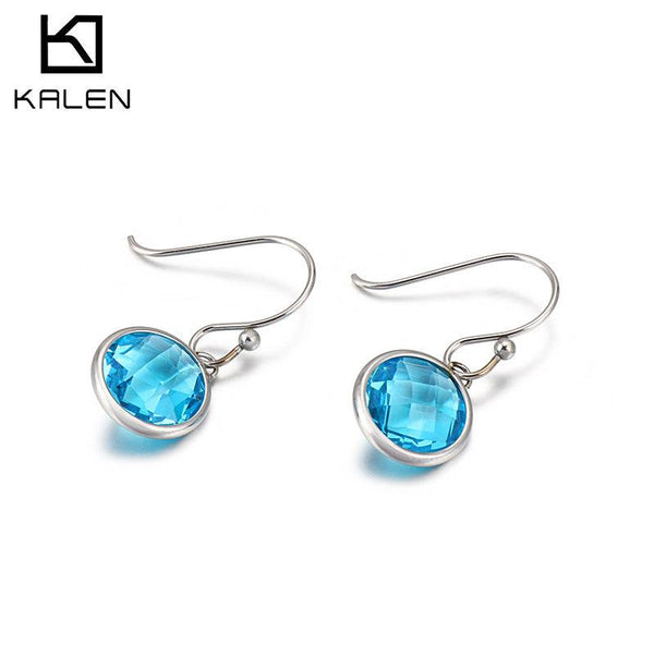 Stainless Steel Crystal Glass Drop Earrings - kalen