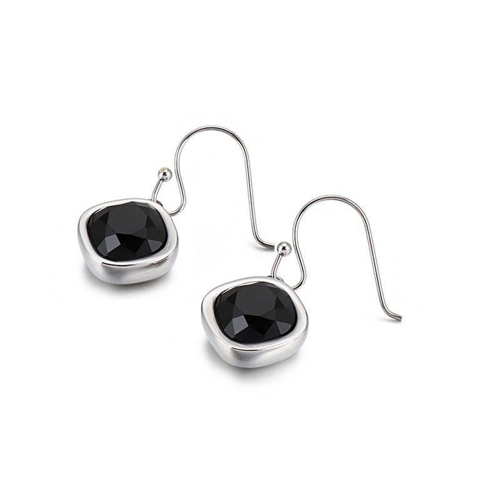 Stainless Steel Crystal Glass Drop Earrings - kalen