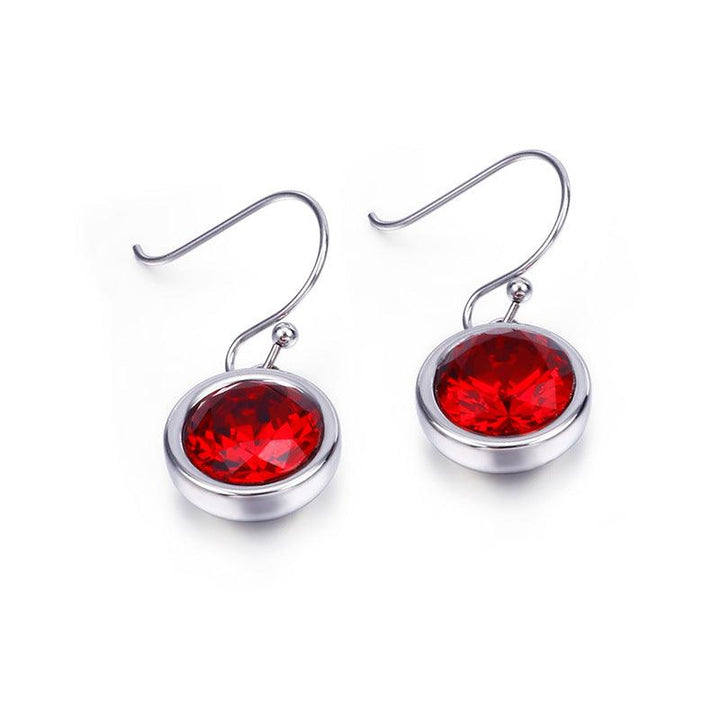 Stainless Steel Crystal Glass Drop Earrings - kalen