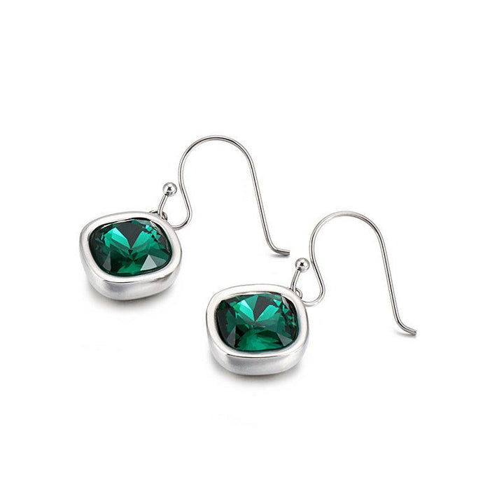 Stainless Steel Crystal Glass Drop Earrings - kalen