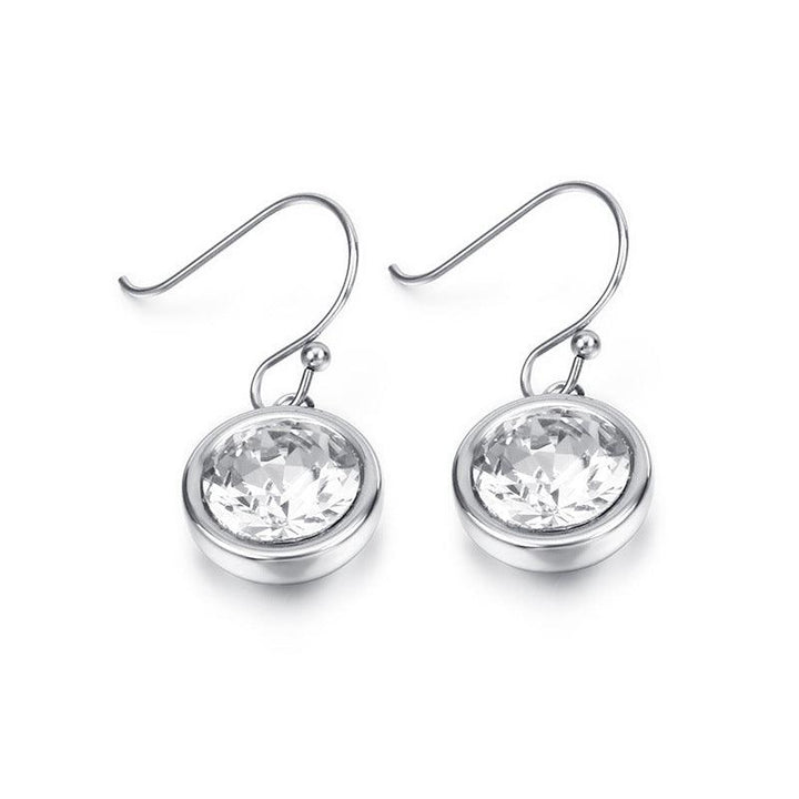 Stainless Steel Crystal Glass Drop Earrings - kalen