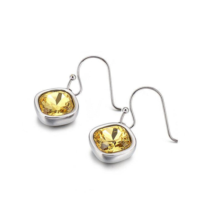 Stainless Steel Crystal Glass Drop Earrings - kalen