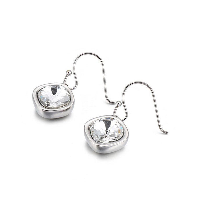 Stainless Steel Crystal Glass Drop Earrings - kalen