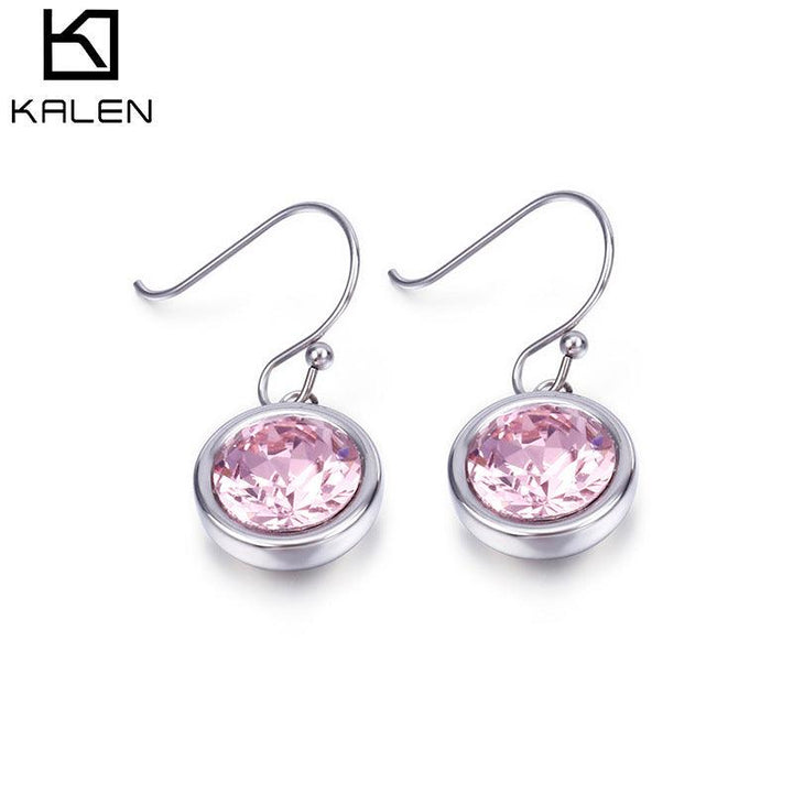 Stainless Steel Crystal Glass Drop Earrings - kalen