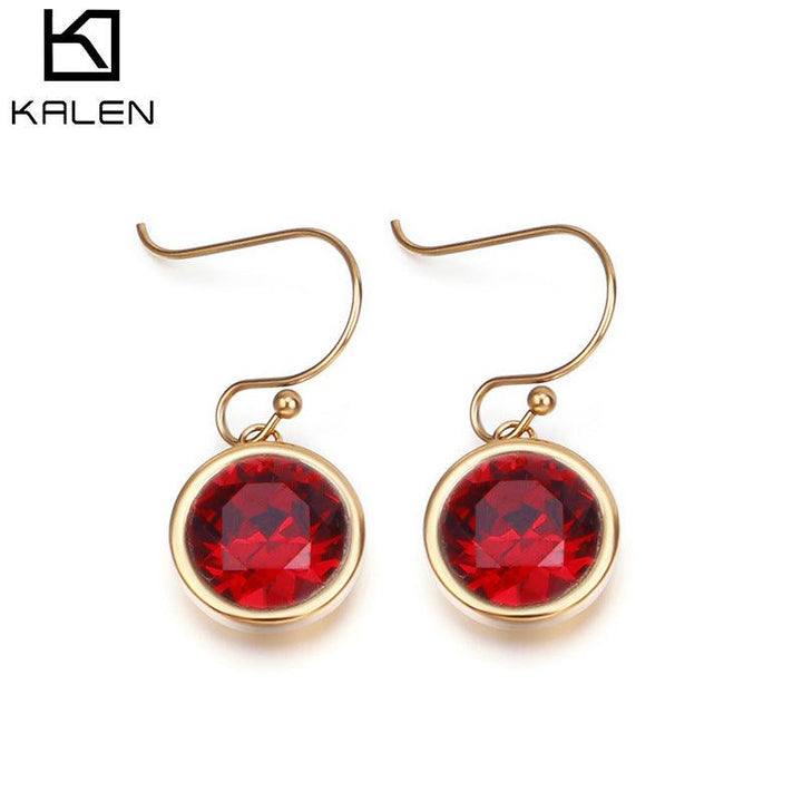 Stainless Steel Crystal Glass Drop Earrings - kalen