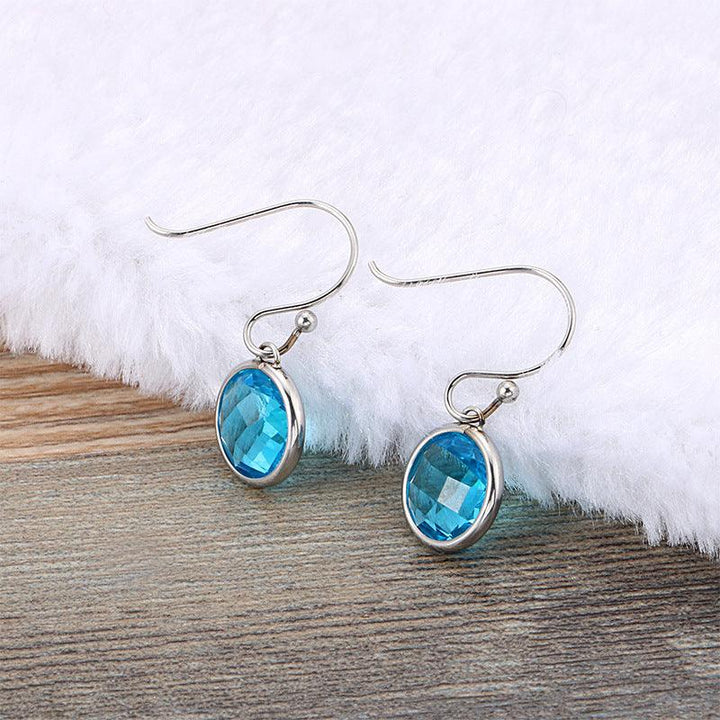 Stainless Steel Crystal Glass Drop Earrings - kalen