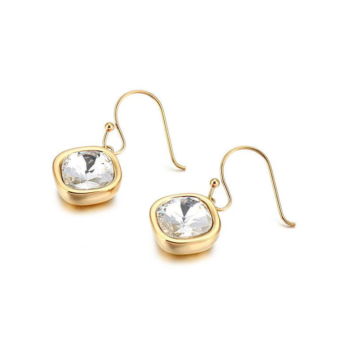 Stainless Steel Crystal Glass Drop Earrings - kalen