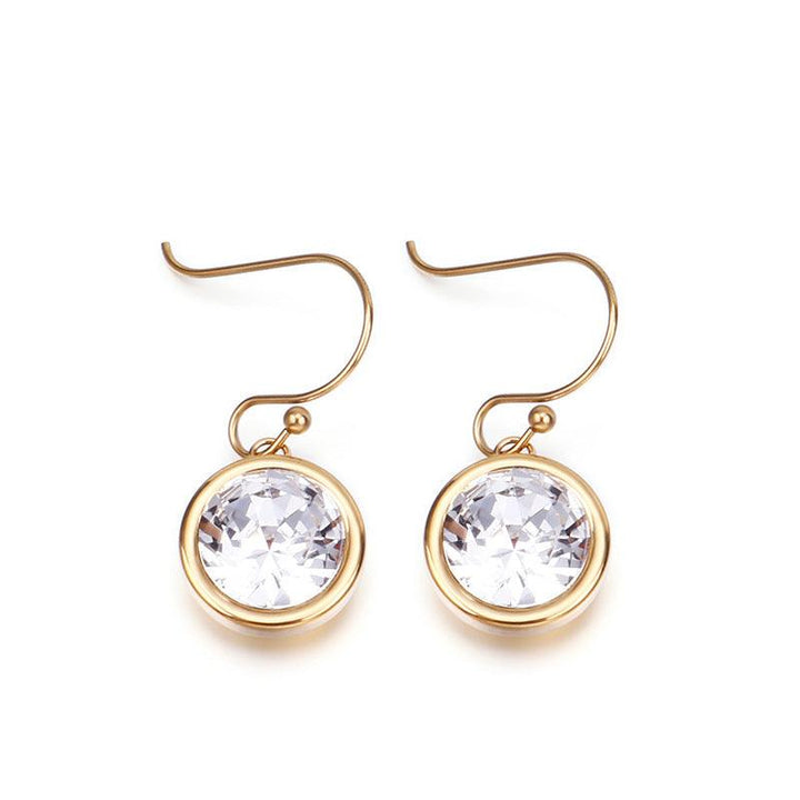 Stainless Steel Crystal Glass Drop Earrings - kalen