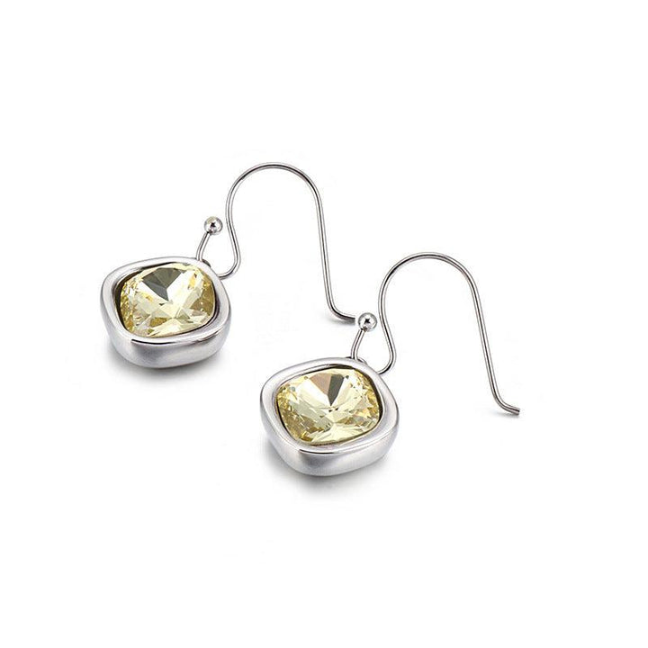 Stainless Steel Crystal Glass Drop Earrings - kalen