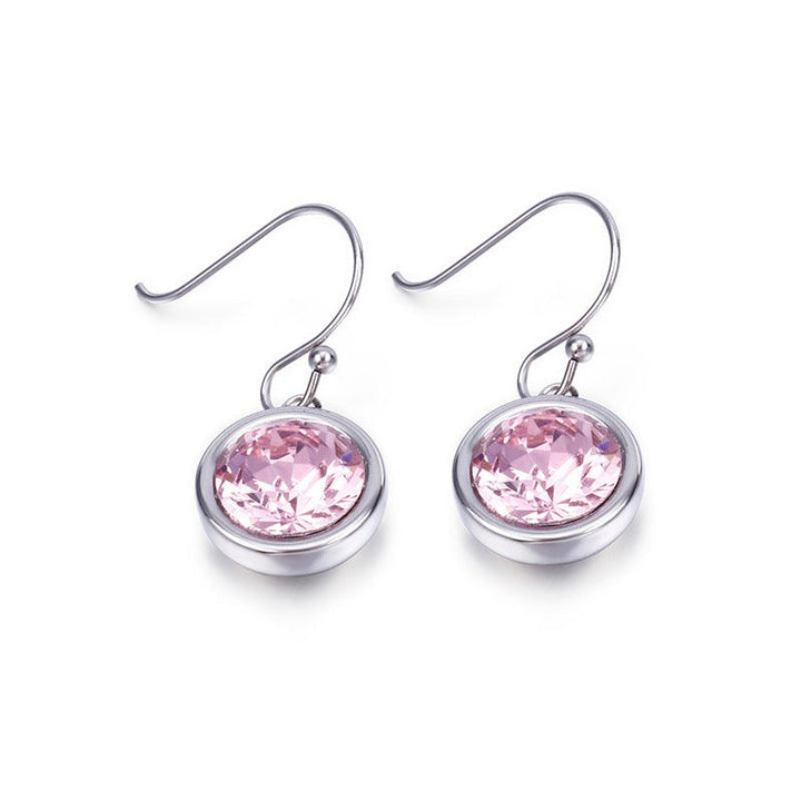 Stainless Steel Crystal Glass Drop Earrings - kalen