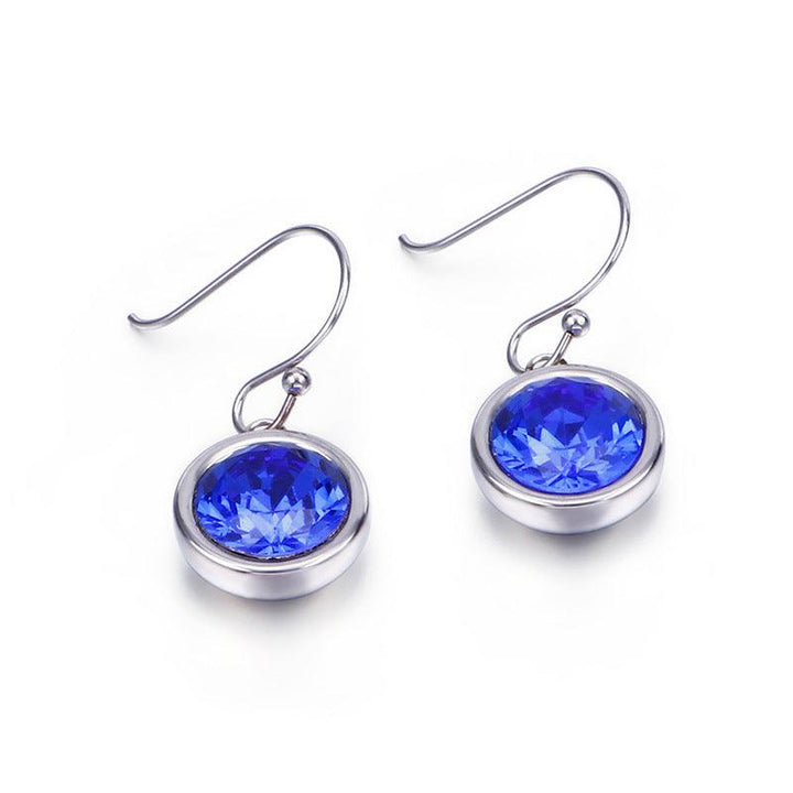 Stainless Steel Crystal Glass Drop Earrings - kalen