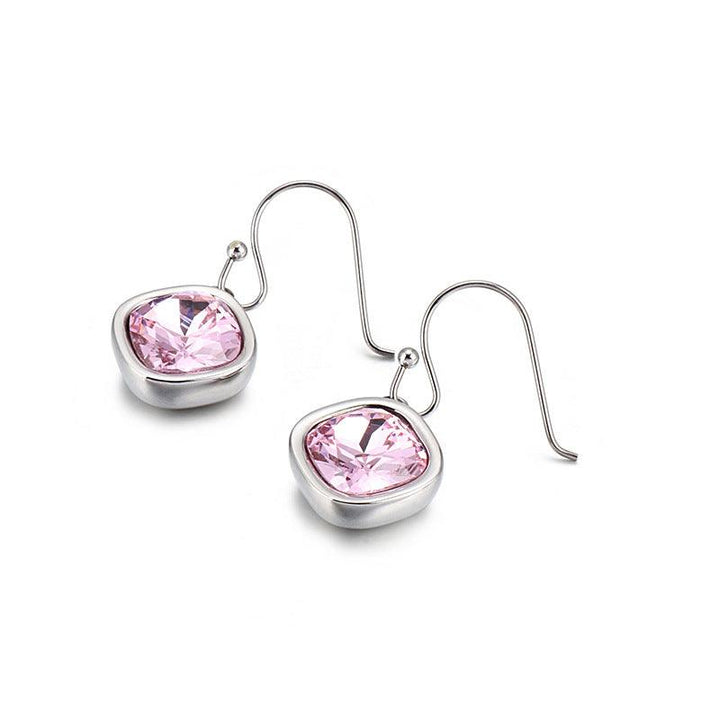 Stainless Steel Crystal Glass Drop Earrings - kalen