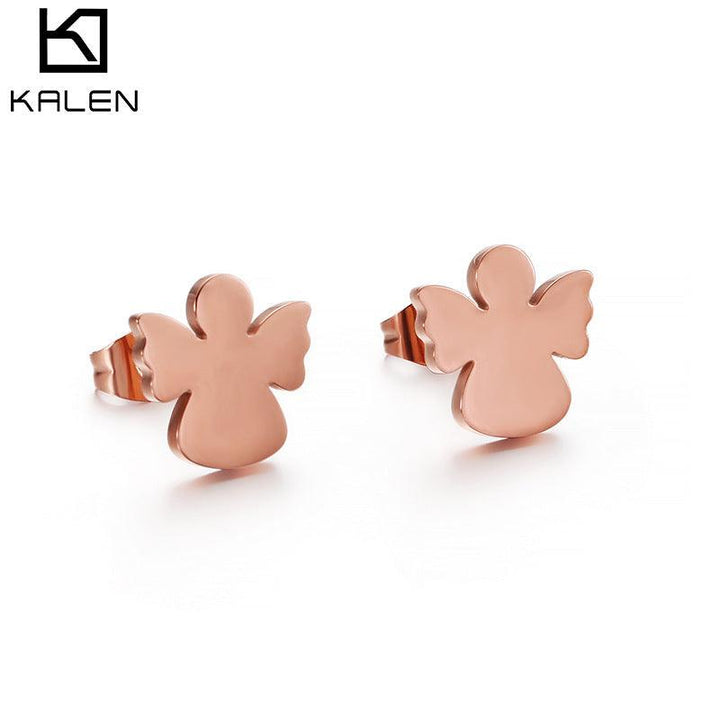 Stainless Steel Cute Angle Stub Earrings - kalen