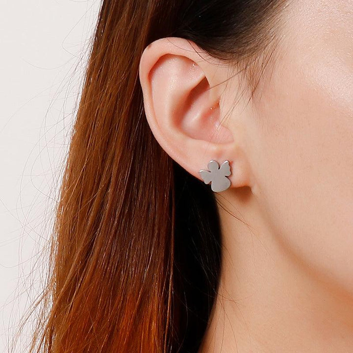 Stainless Steel Cute Angle Stub Earrings - kalen