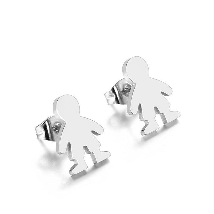 Stainless Steel Cute Boy Stub Earrings - kalen