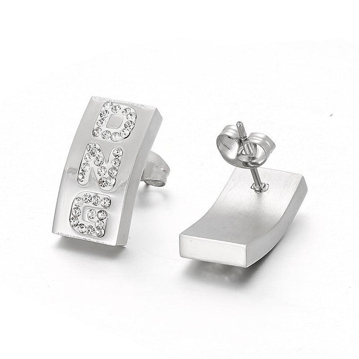 Stainless Steel Cute Enamel Boy Zircon Lip X Palm Stub Earrings - kalen