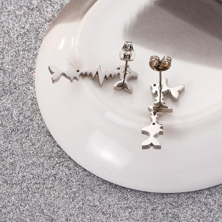 Stainless Steel Cute Fish Stub Earrings - kalen