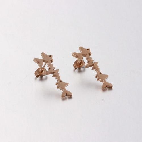 Stainless Steel Cute Fish Stub Earrings - kalen