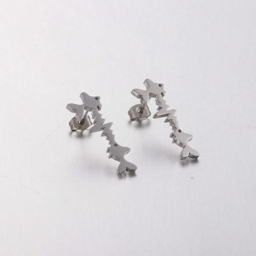 Stainless Steel Cute Fish Stub Earrings - kalen