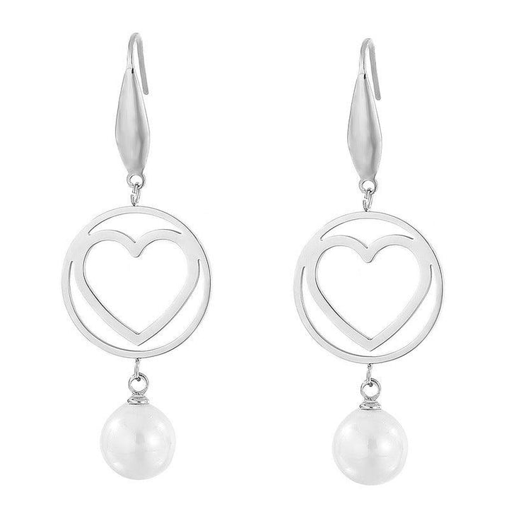 Stainless Steel Cute Girl Pearl Drop Earrings - kalen