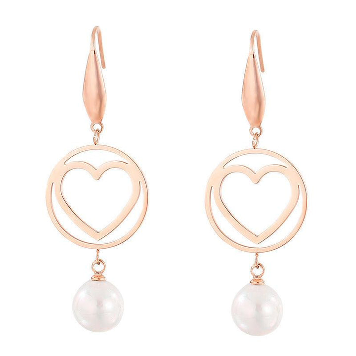 Stainless Steel Cute Girl Pearl Drop Earrings - kalen