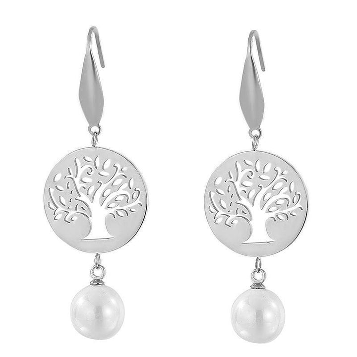 Stainless Steel Cute Girl Pearl Drop Earrings - kalen