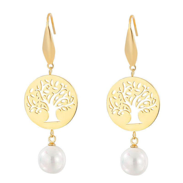 Stainless Steel Cute Girl Pearl Drop Earrings - kalen