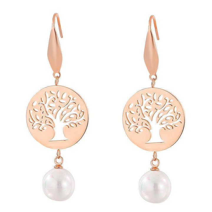 Stainless Steel Cute Girl Pearl Drop Earrings - kalen