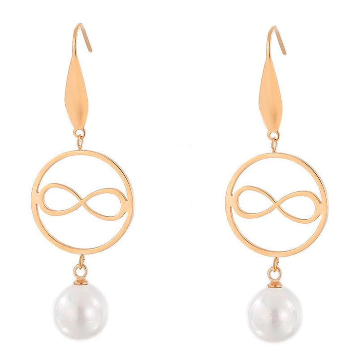 Stainless Steel Cute Girl Pearl Drop Earrings - kalen