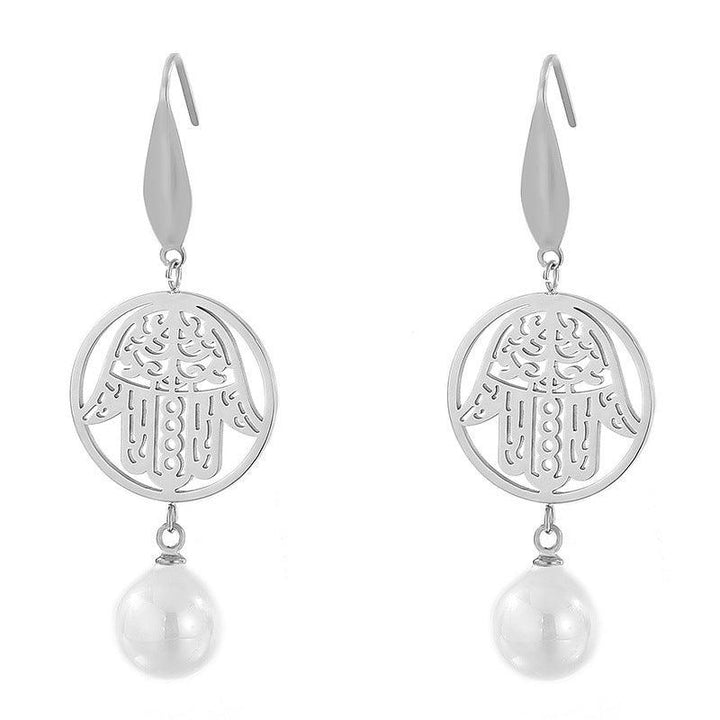 Stainless Steel Cute Girl Pearl Drop Earrings - kalen